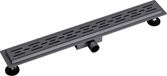 BES LED Douchegoot met Rooster - Leoni Trun - 80cm - Vloerflens - RVS - Gunmetal Grijs