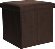 H&S Collection Poef/hocker/voetenbankje - opbergbox - bruin - polyester - 38 x 38 cm - opvouwbaar