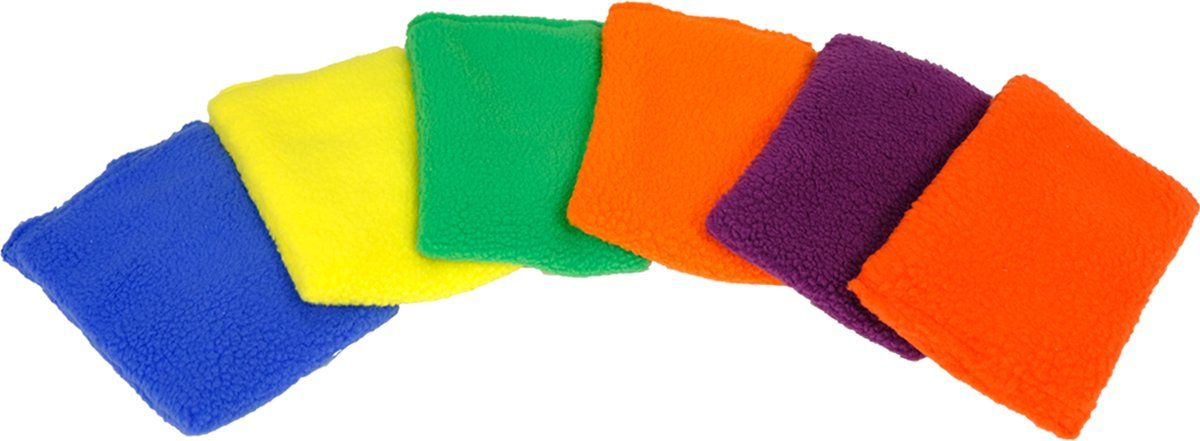 MD Sport - Pittenzakjes fleece - zacht - set van 6 - blauw/geel/groen/oranje/rood/paars