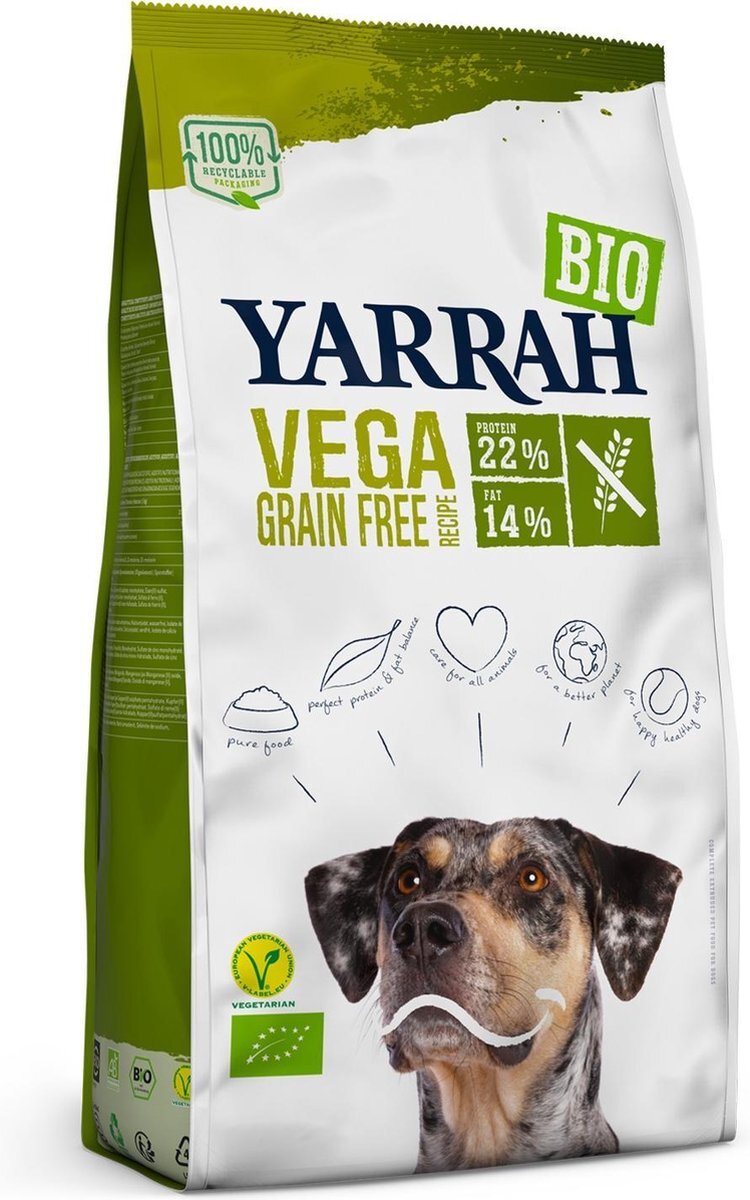 YARRAH 10 kg dog biologische brokken vega ultra sensitive tarwevrij hondenvoer