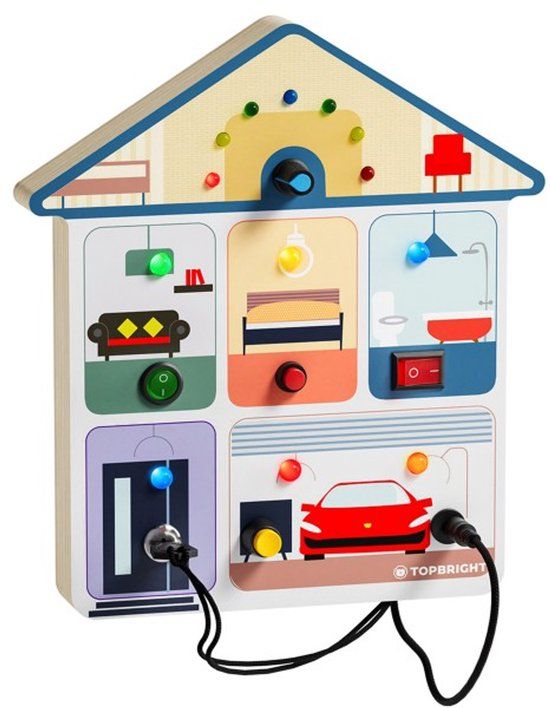 TopBright Busy Board House - Houten Activiteitenhuis - Montessori Speelgoed - Sensorisch Speelgoed - Motoriek Speelgoed voor Peuters