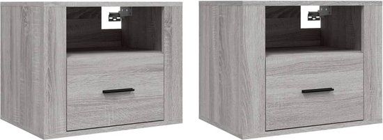 vidaXL Nachtkastjes 2 stuks wandgemonteerd 50x36x40 cm grijs sonoma eiken
