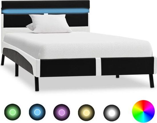 vidaXL Bedframe met LED kunstleer zwart 90x200 cm