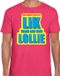 Bellatio Decorations Foute party T-shirt heren - roze - Lik maar aan mijn lollie - carnaval / themafeest M