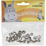 i-mondi® metalen belletje met oogje voor het knutselen en decoreren van sieraden, zilverkleurig, 30 stuks maten 8, 10, 12 mm