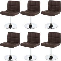 Générique Kavala Set van 6 eetkamerstoelen Bureaustoel Stoel kunstleer chroom ~ bruin