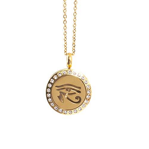 Mystic Moments Oog van Horus | Aromatherapie Olie Diffuser Gouden Ketting medaillon met Pad