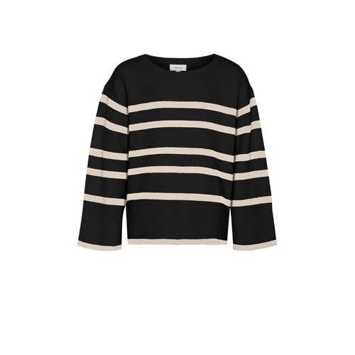 VERO MODA GIRL VMSABA Striped Knit Sweater - Black/Ecru