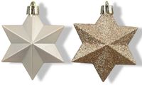 Decoris Ster kunststof L9b9h12 cm parel 12 st Shatterproof Decoris