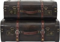Home Deco Vintage Koffers - 2 Stuks - Donkerbruin - Hout