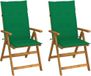 Acacia bois massif chaises pliantes réglables 2 pcs. avec coussins