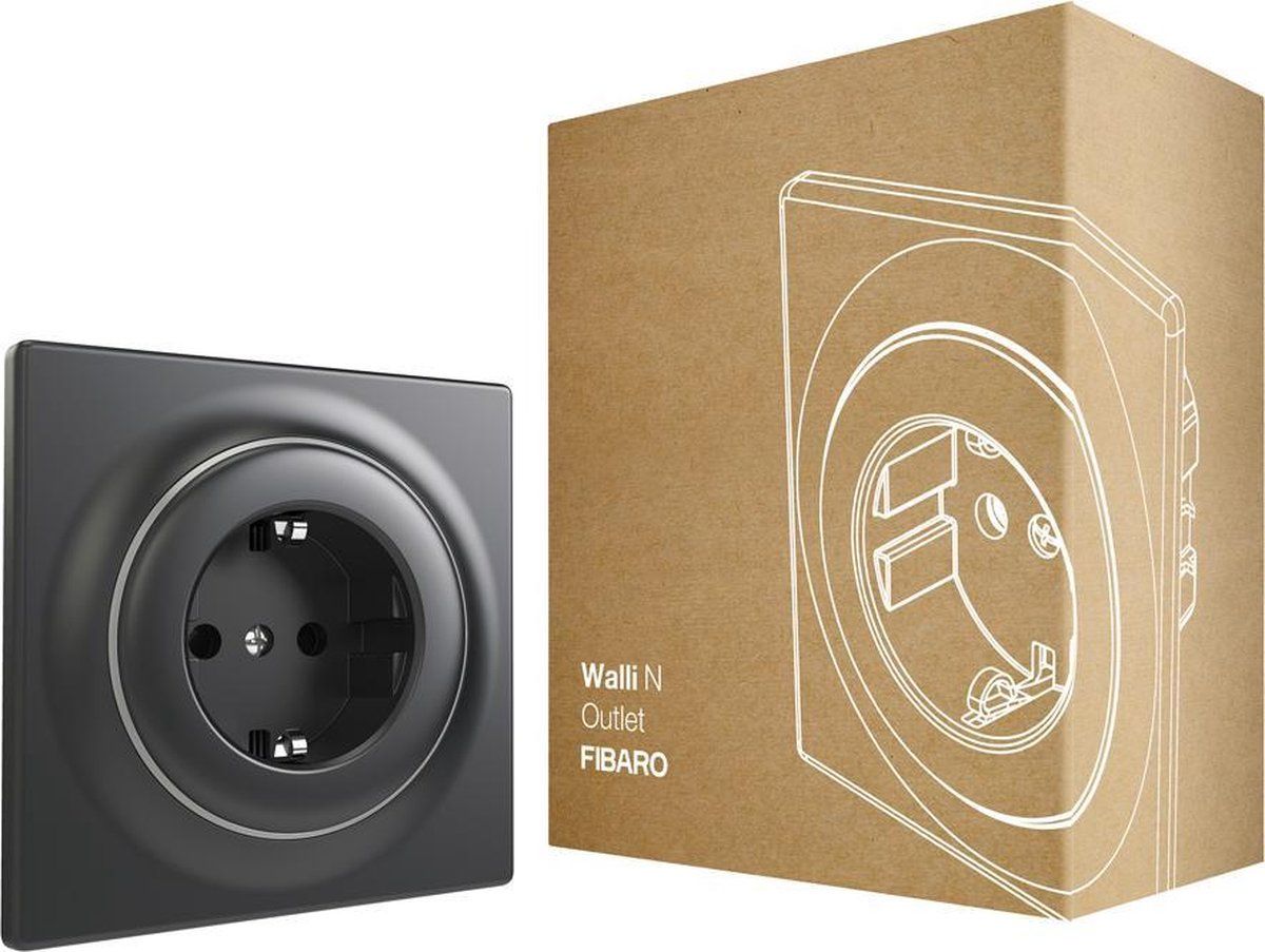 Fibaro Walli N Outlet type F - Wandcontactdoos - Antraciet