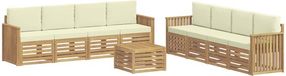 vidaXL Ensemble de canapé d'extérieur 9 pièces Blanc et crème Polyester