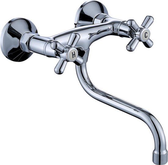 Best Design Liberty Keuken Wandmengkraan - Chroom - Klassiek - Messing - 5 Jaar Garantie