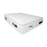Duérmete Online Premium Dubai XL pocketveringmatras + Visco + Topper | Luxe en Comfort | Hoogte 33 cm | Natuurlijke viscose stof, Wit, 105 x 190 cm