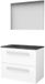 Basic-Line Basic 46 Badkamermeubelset - 80 x 46 cm - Met Grepen - 2 Lades - Hardstenen Wastafel - 1 Kraangat - Spiegel - Ice White