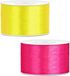 Partydeco Rubans décoratifs/rubans cadeaux/rubans en satin - Lot de 2 pièces - jaune et rose fuchsia - 38 mm x 25 mètres
