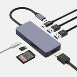 USB C-hub, USB C-adapter naar HDMI multiport 7 in 1 USB C-dongle-adapter met 4K HDMI, 2 USB 3.0, USB C 3.0, SD/TF, 100W PD compatibel met Windows & macOS