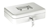 Alco-Albert - Afsluitbare geldkist, grijs | Kassa met muntvak, 2 sleutels en draaggreep, 250 x 170 x 75 mm