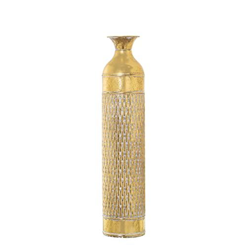 DRW Vloervaas van metaal in goud, 17 x 76 cm