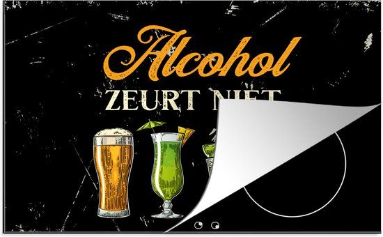 KitchenYeah® Inductie beschermer 77x51 cm - Alcohol - Glazen - Quote - Inductiebeschermer - Inductiemat - Cadeau voor vrouw/man
