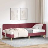 vidaXL Hoekbedframe met Matras 2 st Wijnrood 100 x 200 cm Stof