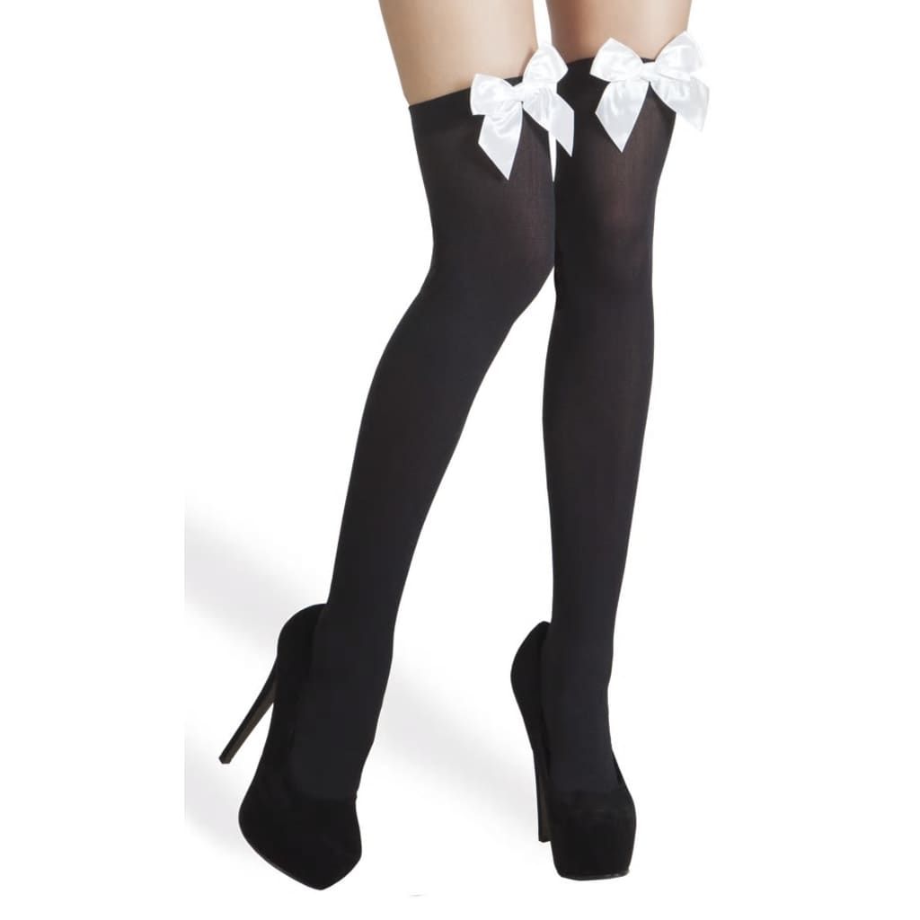 Boland Kousen met Strik Dames Zwart/Wit - Maat: One Size