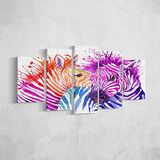 Homemania Zebra-5 dieren, voor woonkamer, meerkleurig, 100 x 3 x 60 cm, HM205PKNV-183, polyester, hout