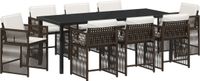 vidaXL - Tuin - Eettafel - Set - 9 - st - Bruin - poly - rattan