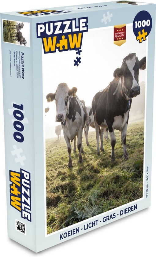 MuchoWow Puzzel Koeien - Licht - Gras - Dieren - Legpuzzel - Puzzel 1000 stukjes volwassenen - Sinterklaas cadeautjes - Sinterklaas voor grote kinderen