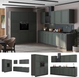 Vicco Complete keukeneenheid Fame-Line, Groen-Goud Landhuis/Antraciet, 460 cm