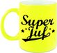 Bellatio Decorations Super juf cadeau mok 330 ml - neon geel