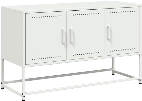 vidaXL Tv-meubel - Staal - Wit - 100,5x39x60,5 cm