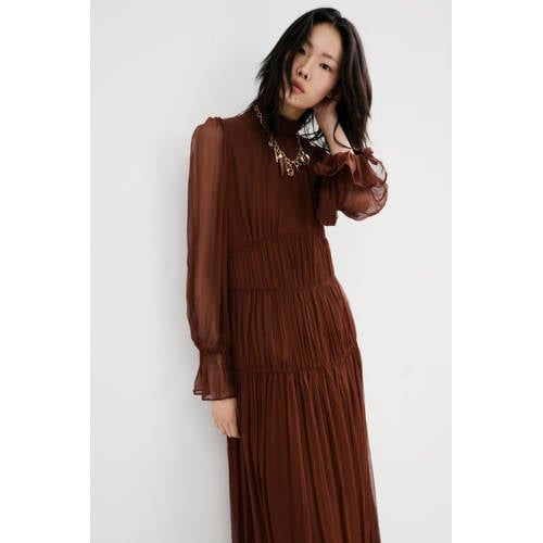 Mango midi jurk bruin