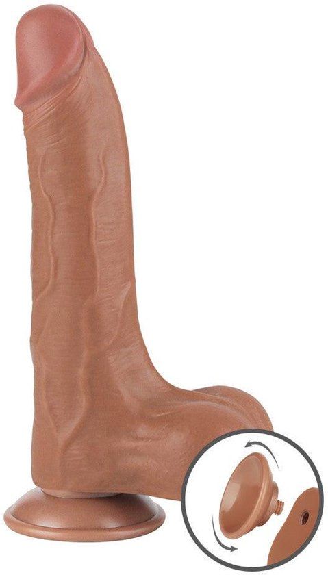 LoveToy - Sliding Skin Dildo 22 cm (Ø 4,3 cm) - Bruin