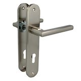 Amig - Deurkruk op schild Mod. MAI PB85 - Voor binnendeuren - Vierkant 8 mm - Sleutelafstand 85 mm - Schild 240×45 mm - Aluminium - Geborsteld nikkel