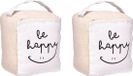 Giftdecor Deurstopper - 2x - 1 kilo - beige - canvas - Be happy