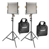 NEEWER Set van 2 tweekleurige 480 led-videolampen dimbaar en staande verlichtingsset