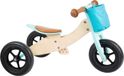 OEM 2-in-1 loopfiets en driewieler, gemaakt van hout, turquoise kleur, verstelbaar, 10-inch wielen
