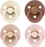 BIBS – Fopspenen - Colour – 4 Pack – Rond - Ivory/Blush/Woodchuck/Blossom – Maat 1