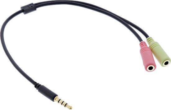 InLine 3.5mm 4-polig > 2x 3.5mm headset adapter - 2 meter - zwart