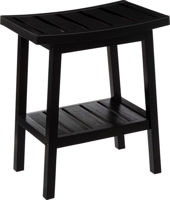 5Five Opstapkrukje bamboe zwart - 2 Lagen - Trapje - 2 Treden - Opstapje - Krukje