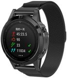By Qubix Qubix Milanese Bandje voor Garmin Fenix 8 / 8 Pro - 26mm Quickfit - Zwart