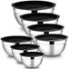 Bol - Acier inoxydable - 7 pièces - Empilable - Avec couvercle - Noir
