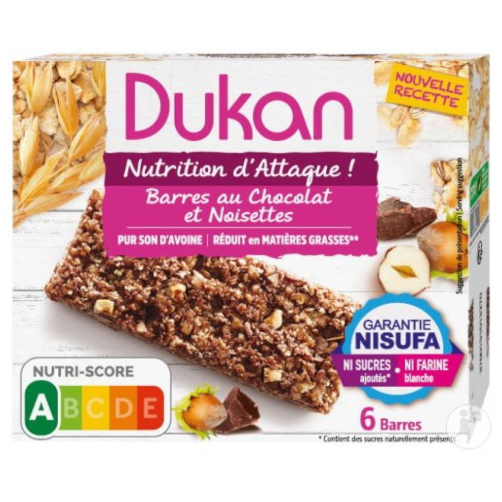 Dukan Chocolade en Hazelnoot Haverzemelenreep - 6 stuks