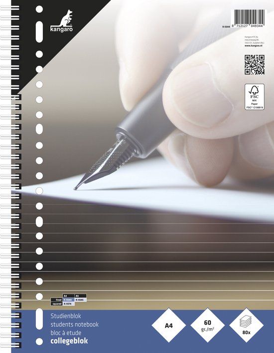 Kangaro Collegeblok - A4 - Lined - 160 Pages - 5 Pack