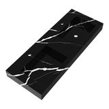 Saniclass Artificial Marble Wastafel 119.6x45.7x10.5 Rechthoek 2 kraangaten 2 wasbakken Marmerlook Zwart WT-AM120-22NE