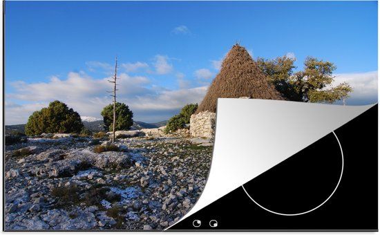 KitchenYeah® Inductie beschermer 77x51 cm - Hut in Sardinië - Inductiebeschermer voor Inductie Kookplaat - Multicolor