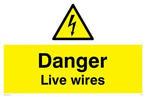 Viking Signs WE91-A2L-V "Danger Live Wires" Sign, Vinyl, 400 mm H x 600 mm W