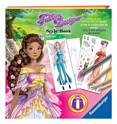 Ravensburger - Fashion Designer Style Book, Fantasy, creatief spel om te tekenen, kinderen 6 jaar